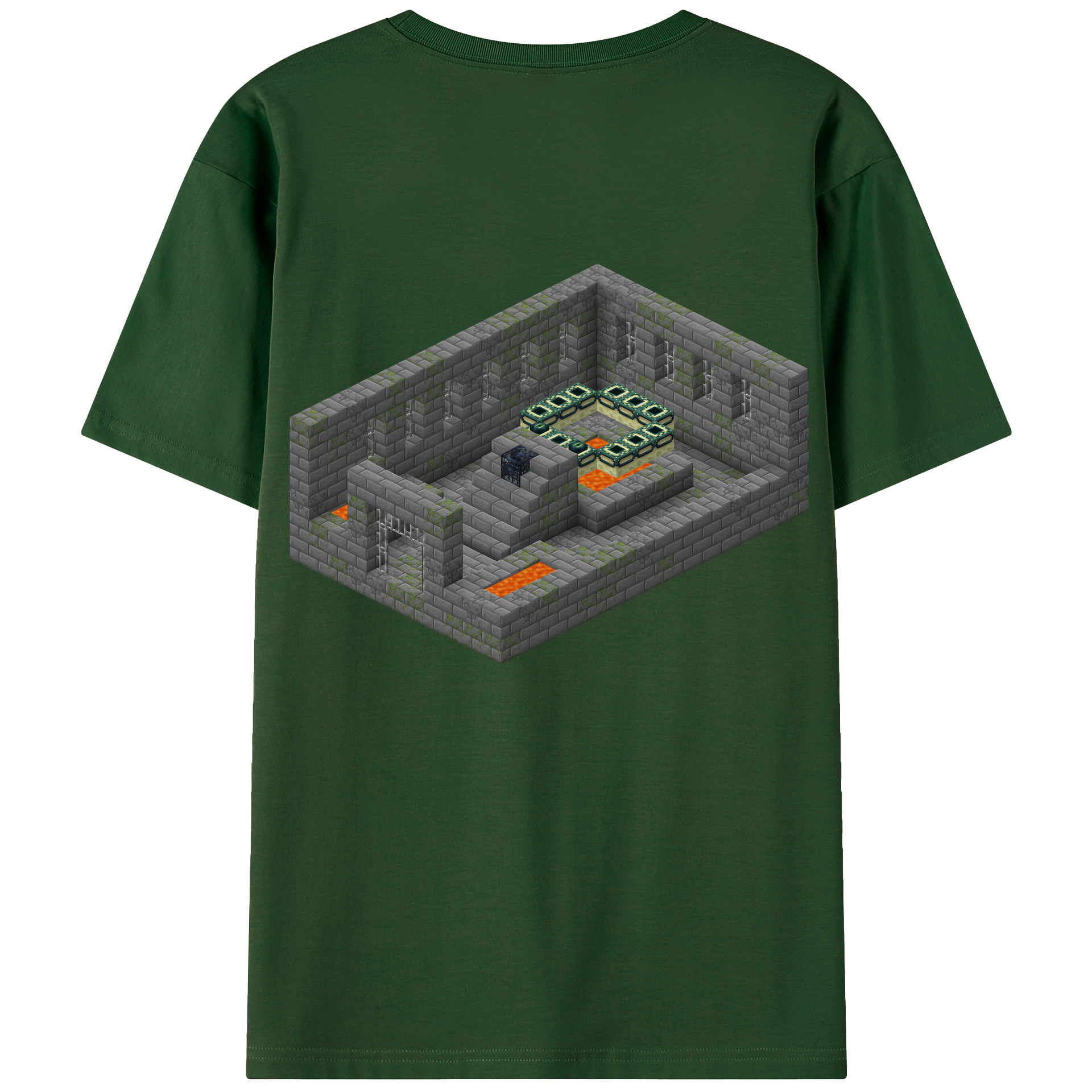 （画像用） マインクラフト ブロックの世界 Minecraft MC Block world 綿100％半袖Tシャツ（背面プリント）